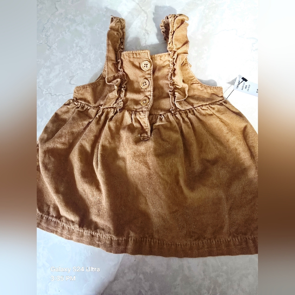 Carter's Brown Gingerbread Baby Dress with Ruffle Accents And Button Front